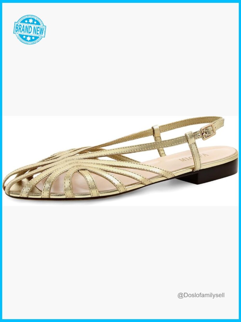 Slingback Flat Sandals Round Toe Low Heel Buckle Strap Slip On Chic Summer